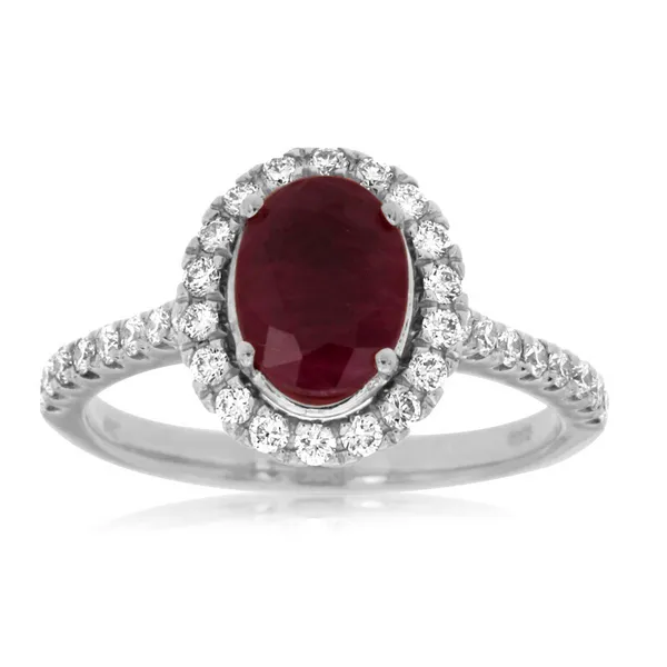 14K White Gold Ruby & Diamond Ring