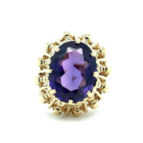 Estate 14K Yellow Gold Imitation Purple Gemstone Ring