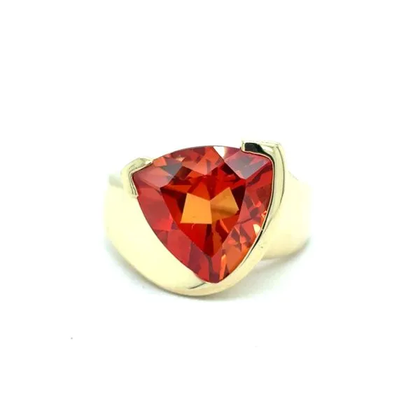 Estate Gold Trillion Synthetic Orange Sapphire Ring Georgetown Jewelers Wood Dale, IL