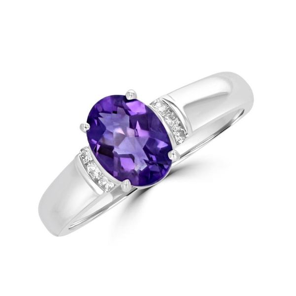 14K White Gold Amethyst & Diamond Ring Georgetown Jewelers Wood Dale, IL