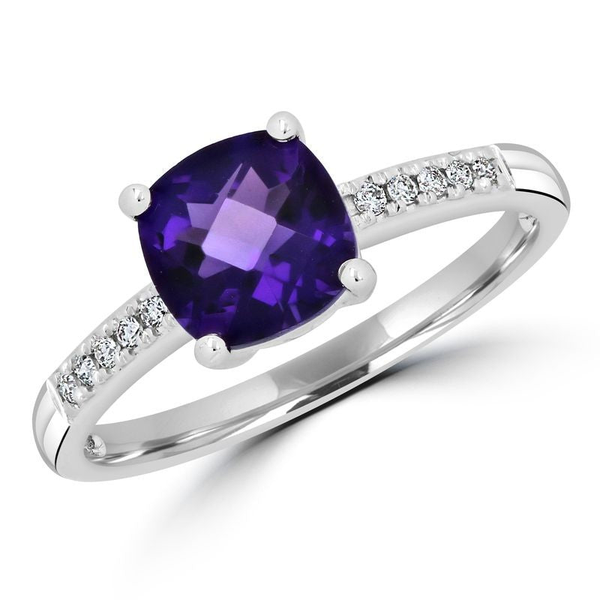 14K White Gold Amethyst & Diamond Ring Georgetown Jewelers Wood Dale, IL