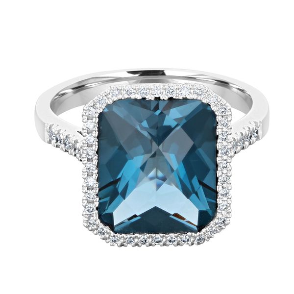 14K White Gold London Blue Topaz & Diamond Ring Georgetown Jewelers Wood Dale, IL