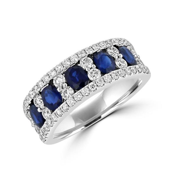 18K White Gold Sapphire & Diamond Band Georgetown Jewelers Wood Dale, IL