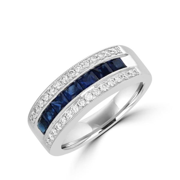 18K White Gold Sapphire & Diamond Ring Georgetown Jewelers Wood Dale, IL