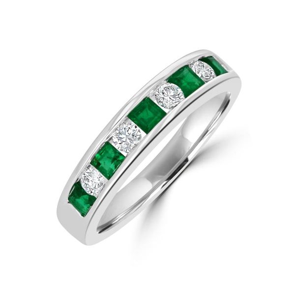 14K White Gold Emerald & Diamond Ring Georgetown Jewelers Wood Dale, IL