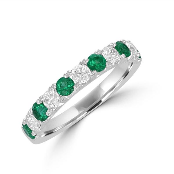 14K White Gold Emerald & Diamond Ring Georgetown Jewelers Wood Dale, IL
