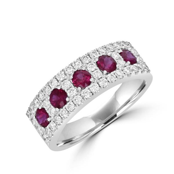 18K White Gold Ruby & Diamond Band Georgetown Jewelers Wood Dale, IL