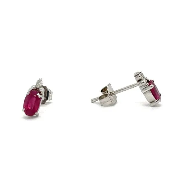 10K White Gold Ruby & Diamond Earrings Image 3 Georgetown Jewelers Wood Dale, IL