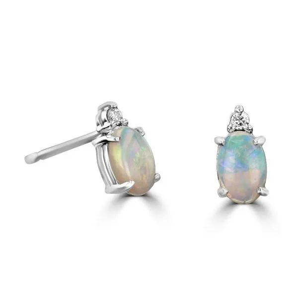 Opal & Diamond Stud Earrings