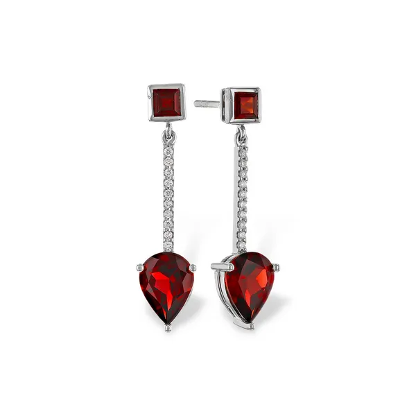 14K White Gold Garnet Earrings