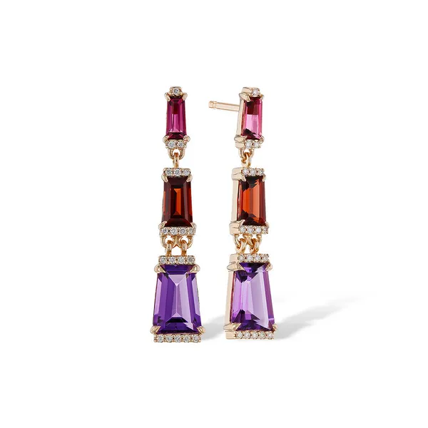 14K Rose Gold Semi-Precious Gemstone Earrings