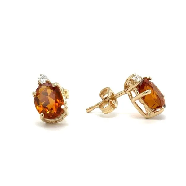 Estate 14K Yellow Gold Citrine and Diamond Studs