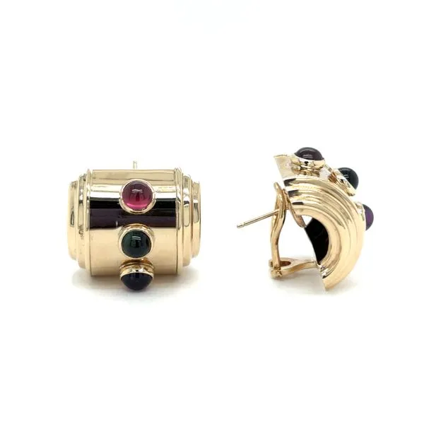 Estate 14K Yellow Gold Omega Cuff Earrings with Amethyst ...
