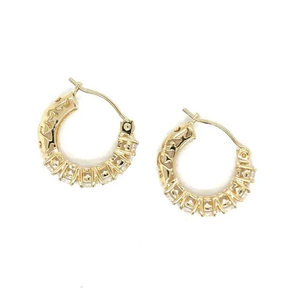 Estate 14K Yellow Gold CZ Huggie Hoops