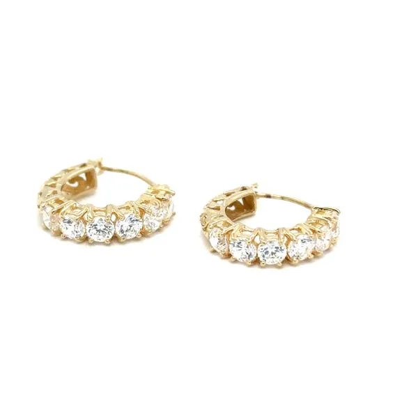 Estate 14K Yellow Gold CZ Huggie Hoops