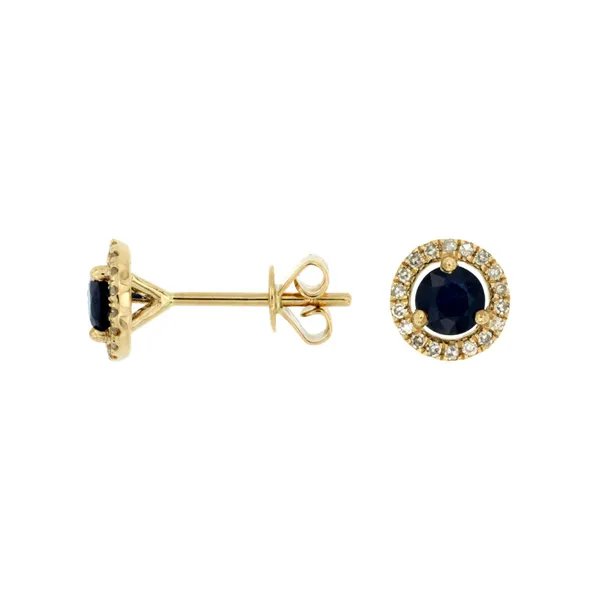 14K Yellow Gold Sapphire & Diamond Stud Earrings Georgetown Jewelers Wood Dale, IL