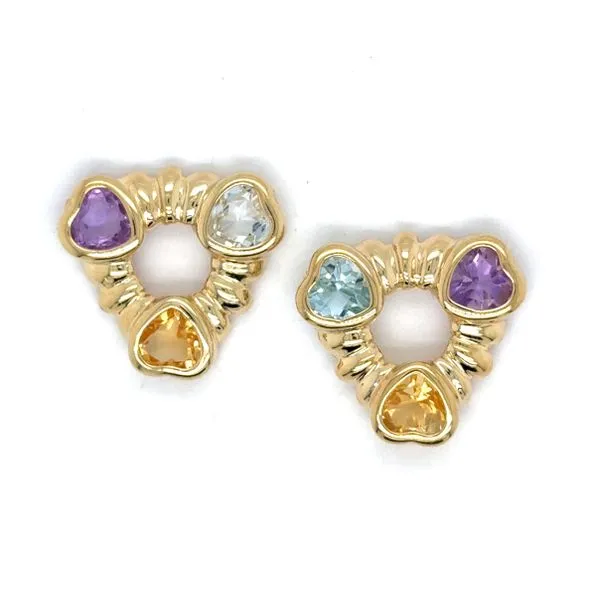 Estate Gold Amethyst/Blue Topaz/Citrine Earring Charms Georgetown Jewelers Wood Dale, IL