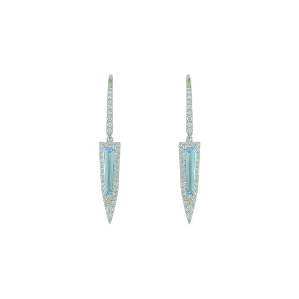 14K White Gold Blue Topaz & Diamond Earrings Georgetown Jewelers Wood Dale, IL