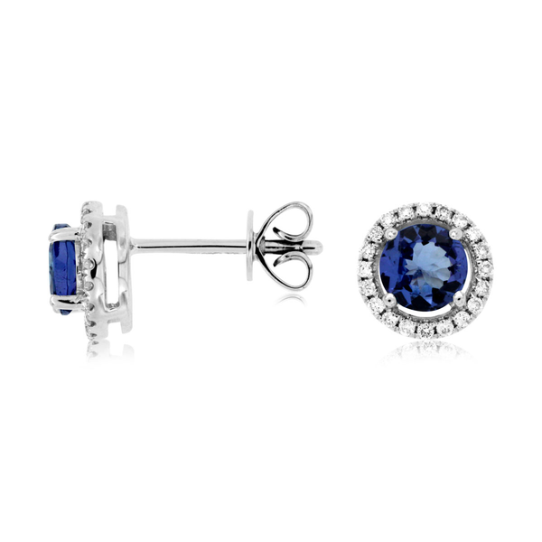 14K White Gold Tanzanite & Diamond Earrings Georgetown Jewelers Wood Dale, IL