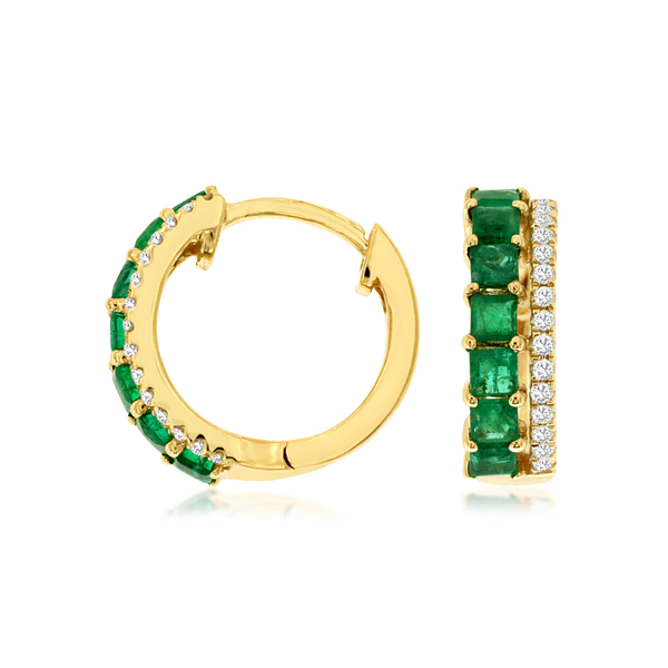 14K Yellow Gold Emerald & Diamond Earrings Georgetown Jewelers Wood Dale, IL