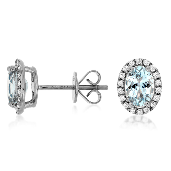 14K White Gold Aquamarine & Diamond Earrings Georgetown Jewelers Wood Dale, IL