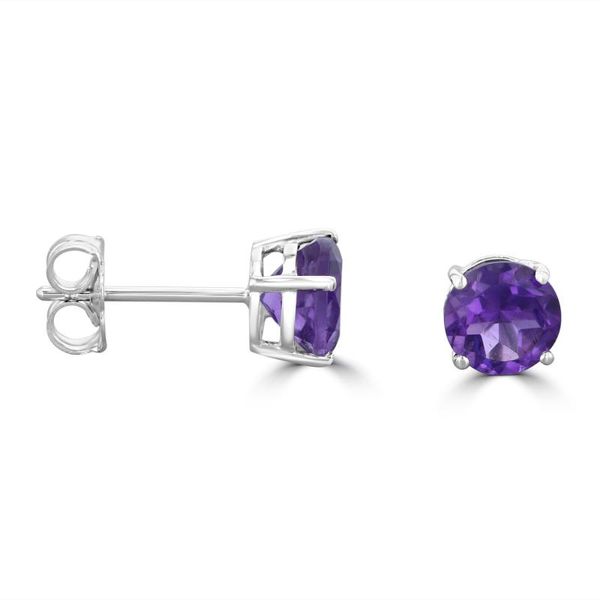 14K White Gold Amethyst Stud Earrings Georgetown Jewelers Wood Dale, IL