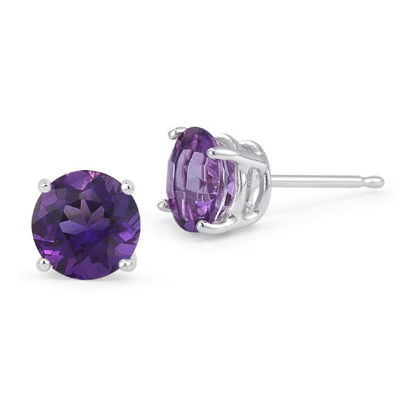 14K White Gold Amethyst Stud Earrings Georgetown Jewelers Wood Dale, IL
