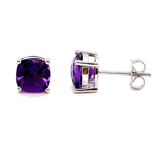 14K White Gold Amethyst Stud Earrings Georgetown Jewelers Wood Dale, IL