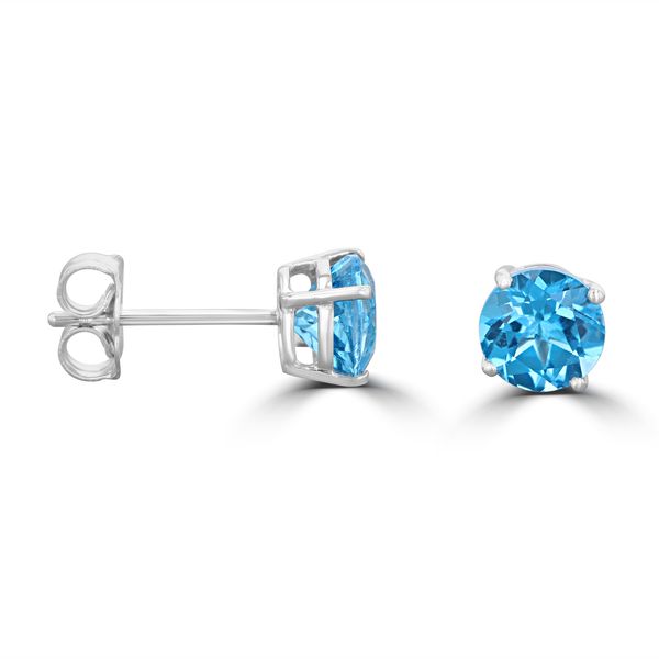 14K White Gold Blue Topaz Stud Earrings Georgetown Jewelers Wood Dale, IL