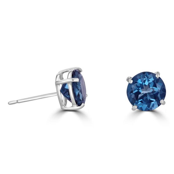 14K White Gold London Blue Topaz Stud Earrings Georgetown Jewelers Wood Dale, IL