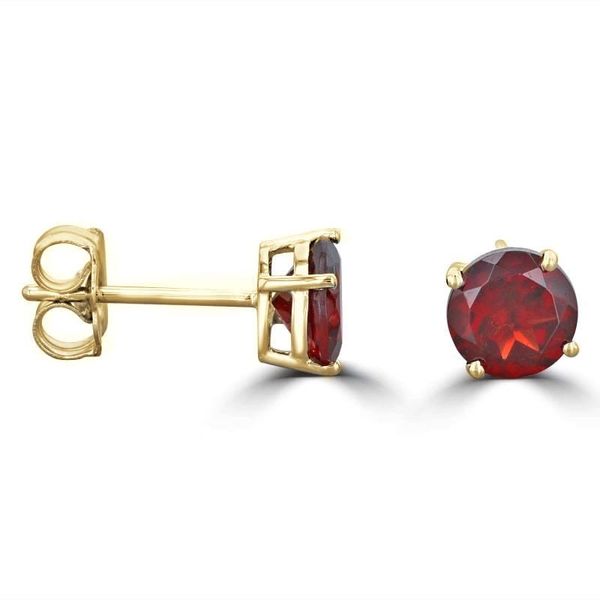 14K Yellow Gold Garnet Stud Earrings Georgetown Jewelers Wood Dale, IL