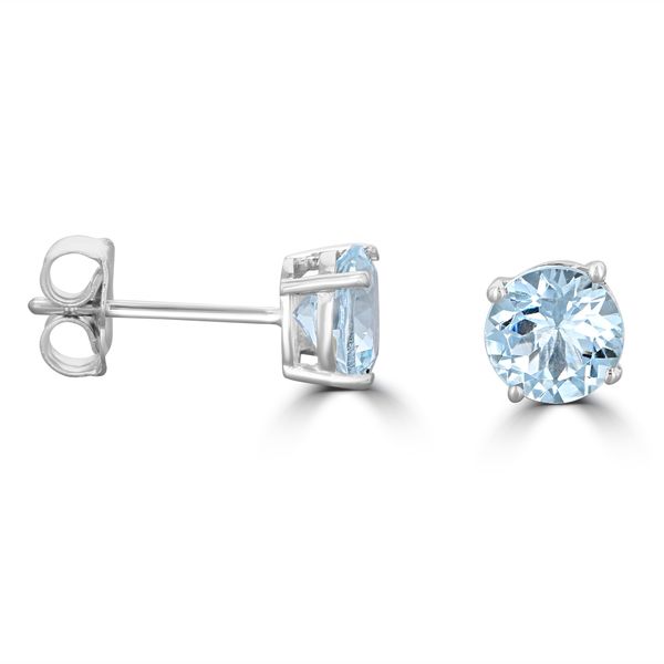14K White Gold Aquamarine Stud Earrings Georgetown Jewelers Wood Dale, IL