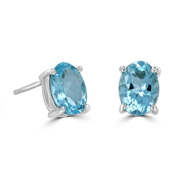 14K White Gold Aquamarine Stud Earrings Georgetown Jewelers Wood Dale, IL