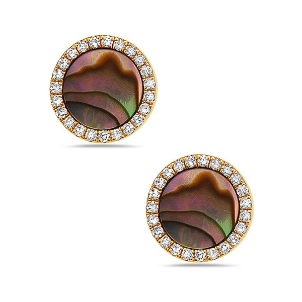 14K Yellow Gold Abalone & Diamond Earrings Georgetown Jewelers Wood Dale, IL