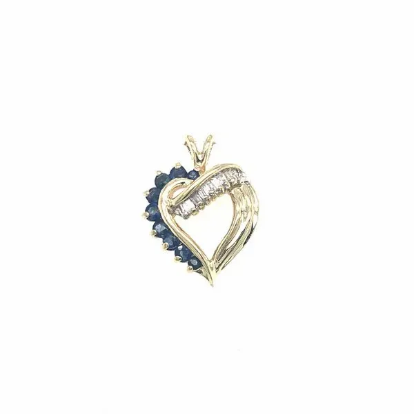 Yellow Gold Sapphire and Diamond Heart Pendant Georgetown Jewelers Wood Dale, IL