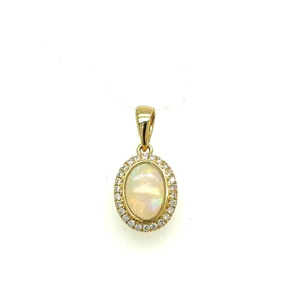 Opal & Diamond Halo Pendant