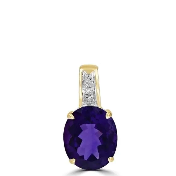 14K Yellow Gold Amethyst & Diamond Pendant Georgetown Jewelers Wood Dale, IL