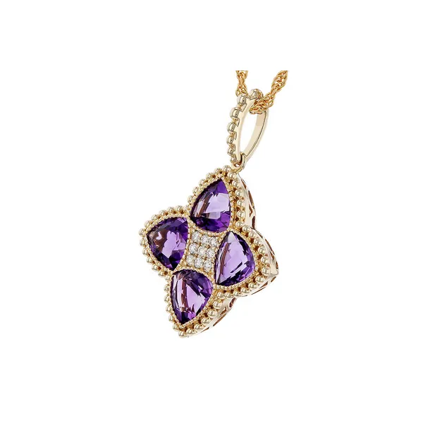 14K Yellow Gold Amethyst & Diamond Necklace