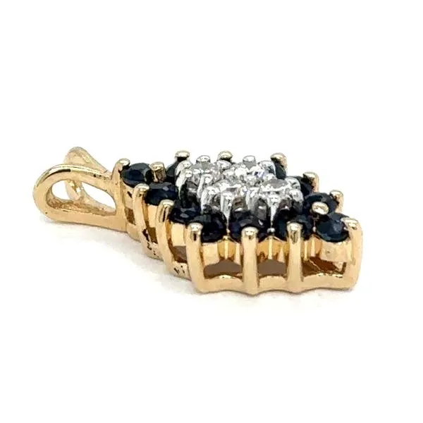 Estate 14K Yellow Gold Marquise Shape Sapphire and Diamon...