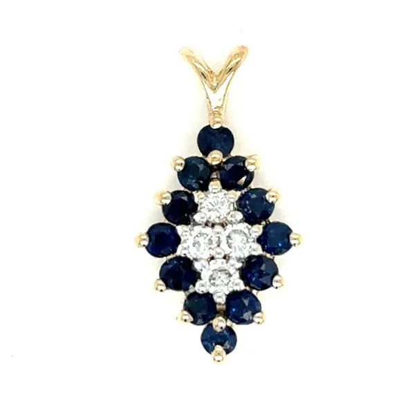 Estate 14K Yellow Gold Marquise Shape Sapphire and Diamon...