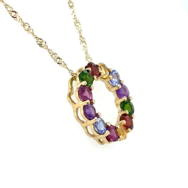 Estate 10K Yellow Gold Multi Colored Gemstone Circle of L...