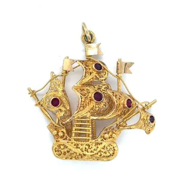 Estate Gold Sailing Ship Charm
