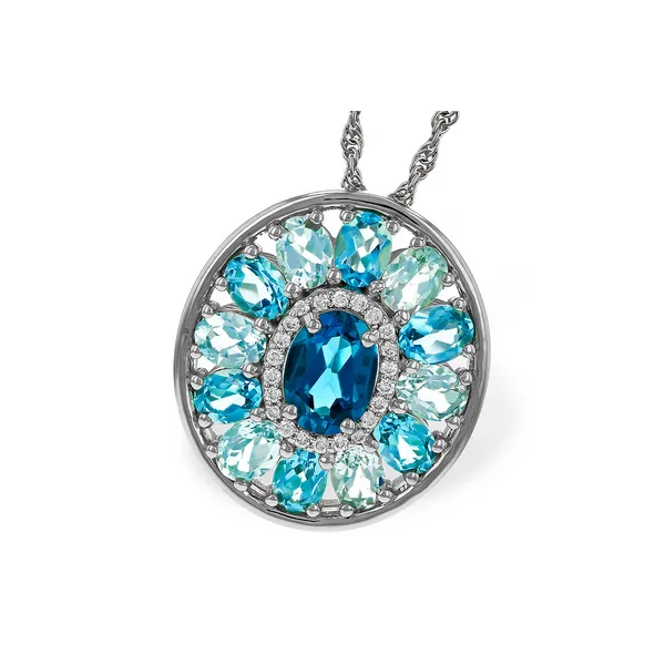14K White Gold Sky, Swiss, & London Blue Topaz Pendant