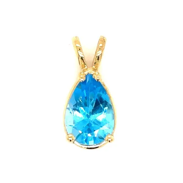 Estate 14K Yellow Gold Blue Topaz Pendant Georgetown Jewelers Wood Dale, IL