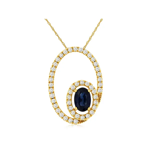 14K Yellow Gold Sapphire & Diamond Necklace Georgetown Jewelers Wood Dale, IL