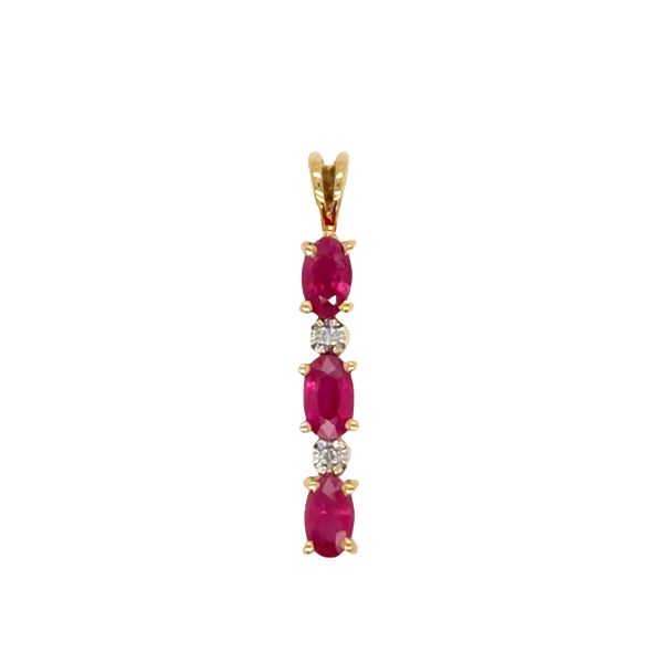 Estate Gold Ruby & Diamond Stick Pendant Georgetown Jewelers Wood Dale, IL
