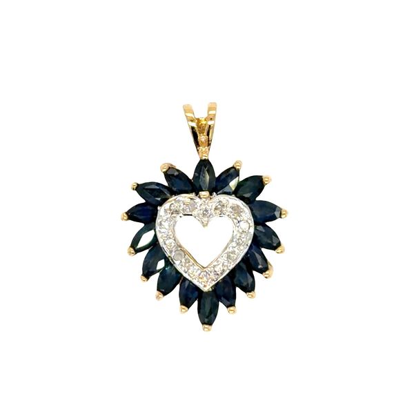 Estate Gold Sapphire & Diamond Heart Pendant Image 2 Georgetown Jewelers Wood Dale, IL