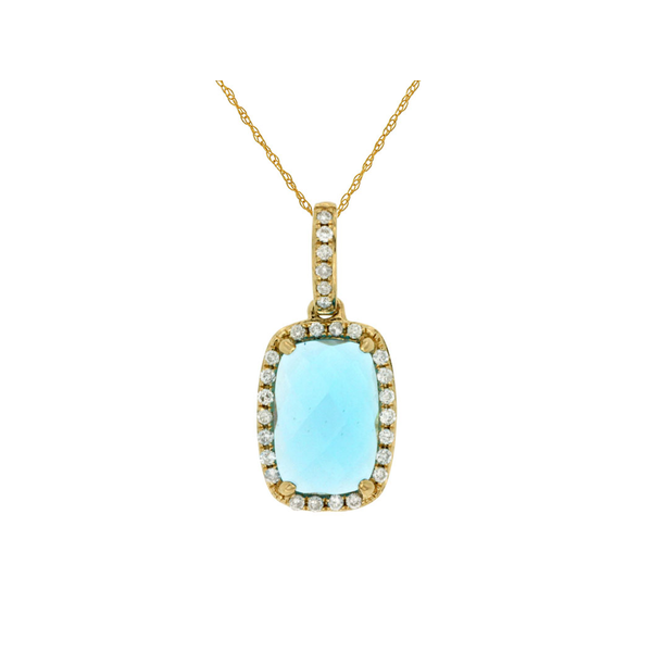 14K Yellow Gold Blue Topaz & Diamond Necklace Georgetown Jewelers Wood Dale, IL