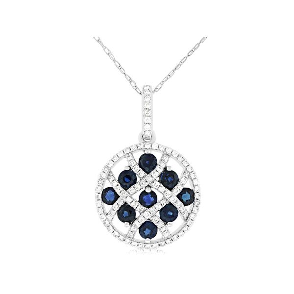 14K White Gold Sapphire & Diamond Necklace Georgetown Jewelers Wood Dale, IL