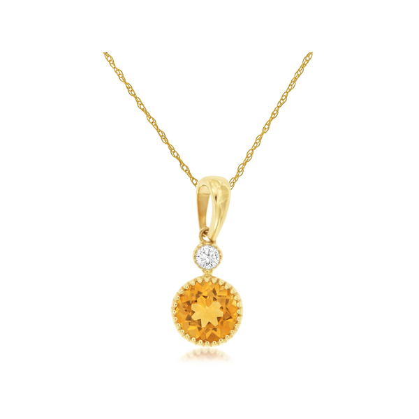 14K Yellow Gold Citrine & Diamond Necklace Georgetown Jewelers Wood Dale, IL